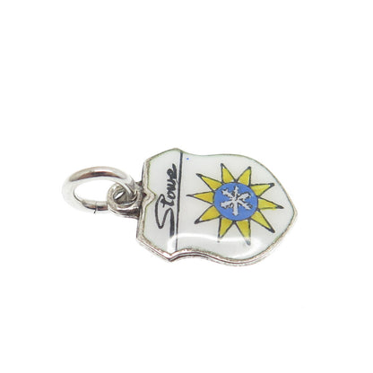 925 Sterling Silver Vintage Germany Enamel "Stowe" Coat of Arms Charm Pendant