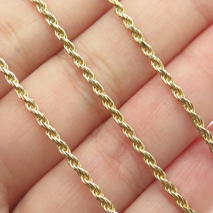 925 Sterling Silver Gold Plated Italy Twisted Rope Chain Necklace 22"