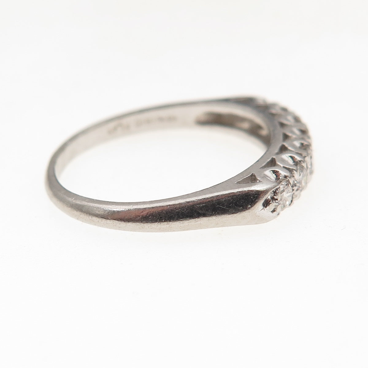 Platinum Antique Art Deco Real Round-Cut Diamond Ring Size 7