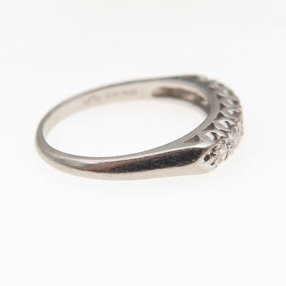 Platinum Antique Art Deco Real Round-Cut Diamond Ring Size 7