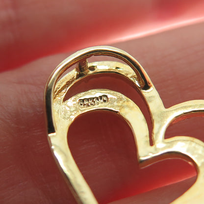 925 Sterling Silver 2-Tone Real Diamond Accent Heart Minimalist Slide Pendant