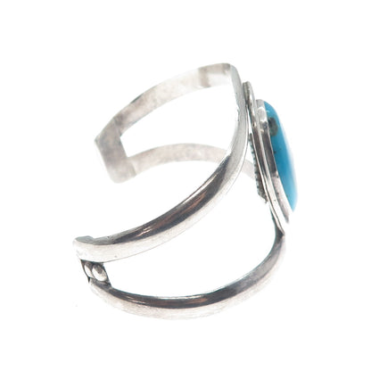 Old Pawn 925 Sterling Silver Vintage Bisbee Turquoise Adjustable Bracelet 6.25"