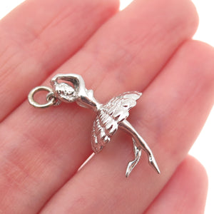 925 Sterling Silver Vintage Ballerina 3D Charm Pendant