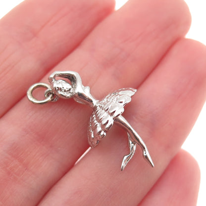 925 Sterling Silver Vintage Ballerina 3D Charm Pendant