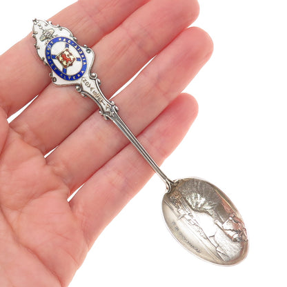 925 Sterling Antique Art Deco Canada Enamel Halifax Coat of Arms Coffee Spoon