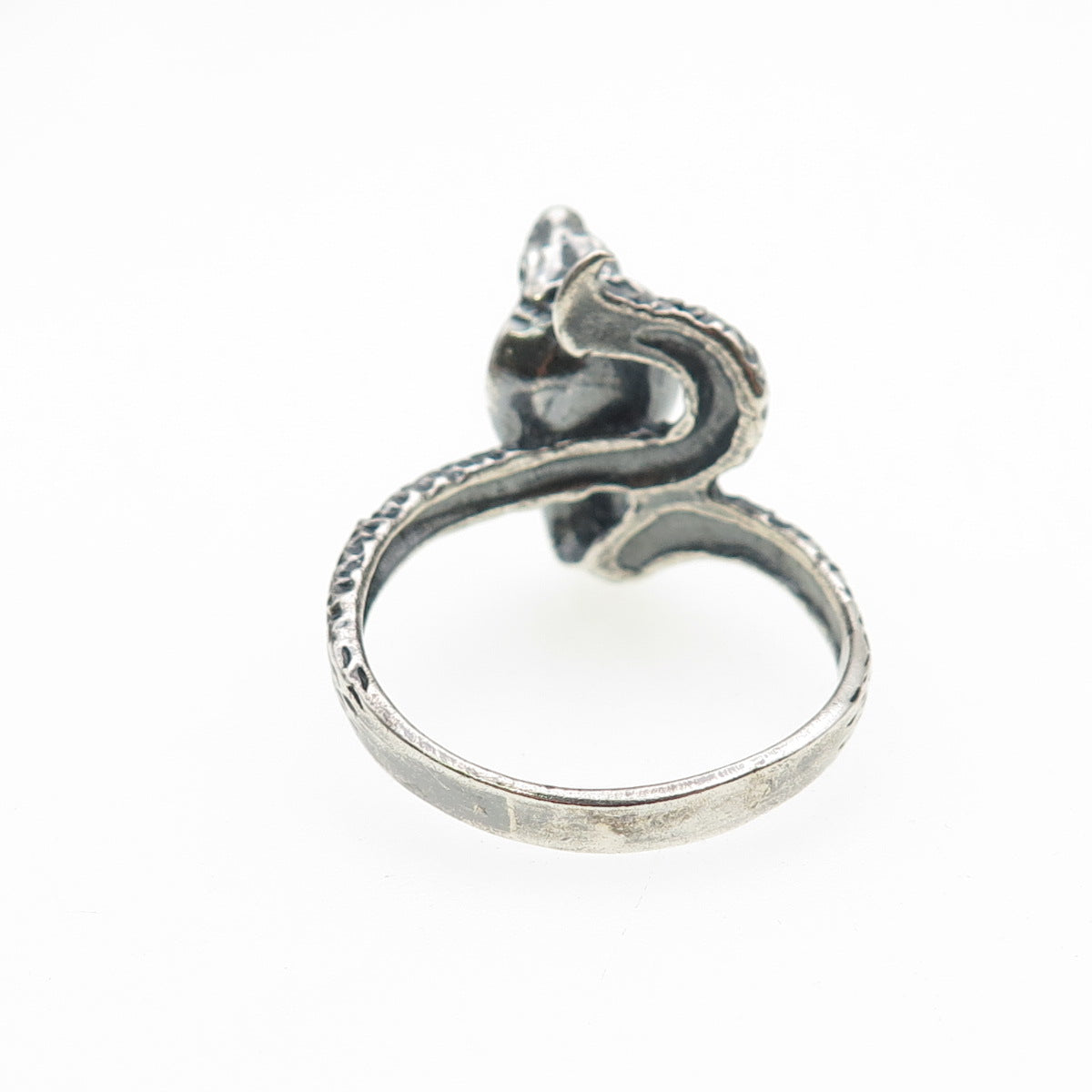 925 Sterling Silver Vintage Cobra Snake Oxidized Ring Size 13