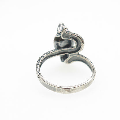 925 Sterling Silver Vintage Cobra Snake Oxidized Ring Size 13