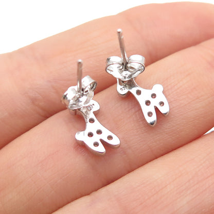 925 Sterling Silver Round-Cut C Z Giraffe Stud Earrings