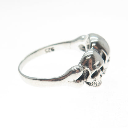 SKULLS & BONES 925 Sterling Silver Vintage Biker 3D Ring Size 9.25