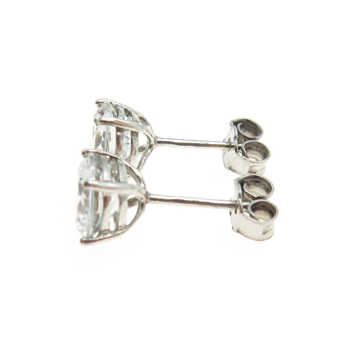 925 Sterling Silver Round-Cut C Z Stud Earrings