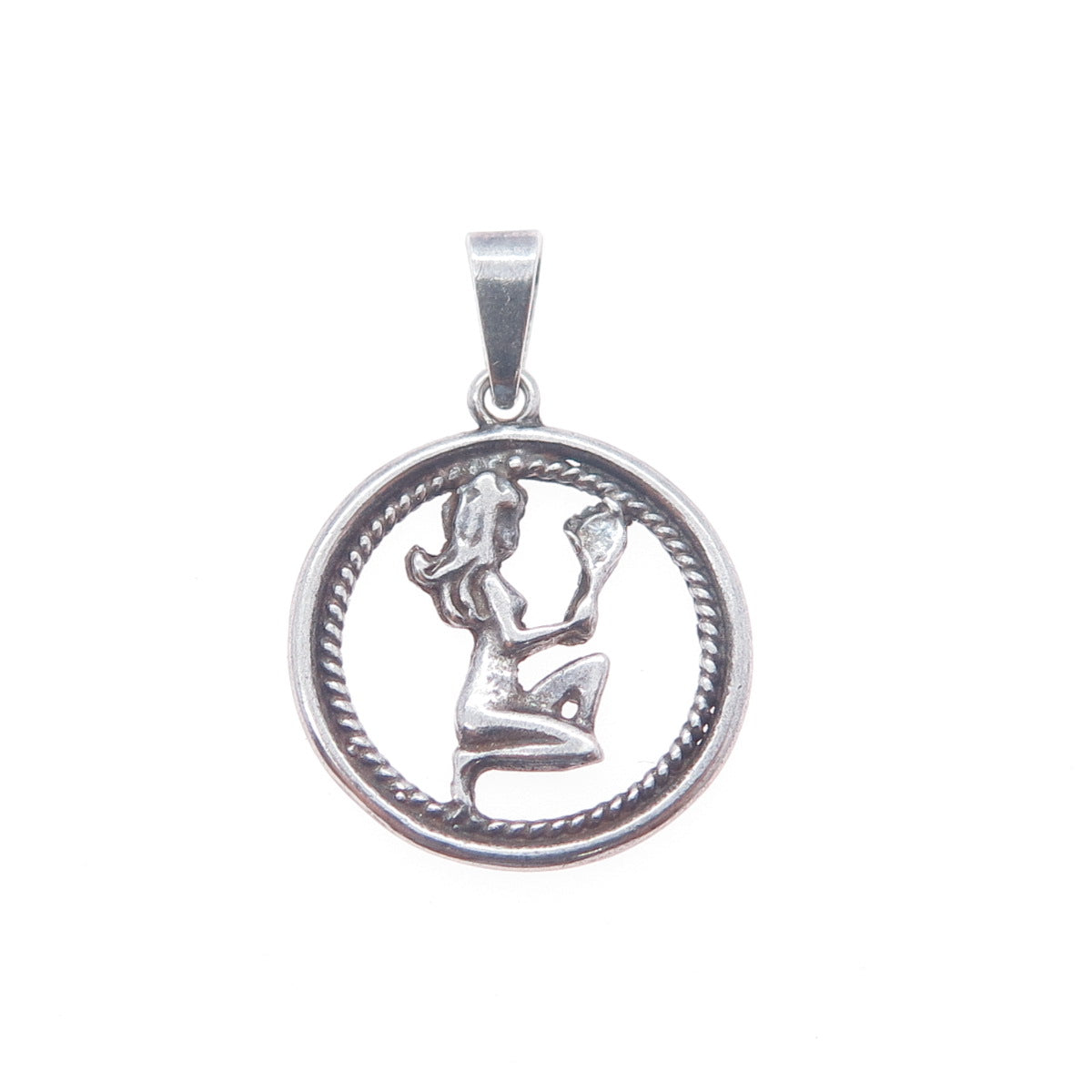925 Sterling Silver Vintage Italy Virgo Zodiac Sign Mini Charm Pendant