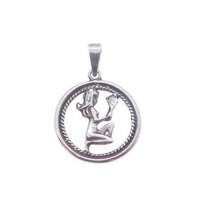 925 Sterling Silver Vintage Italy Virgo Zodiac Sign Mini Charm Pendant