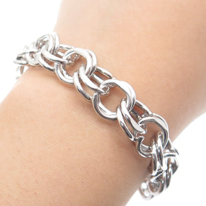 925 Sterling Silver Antique Art Deco Bismark Link Bracelet 7"