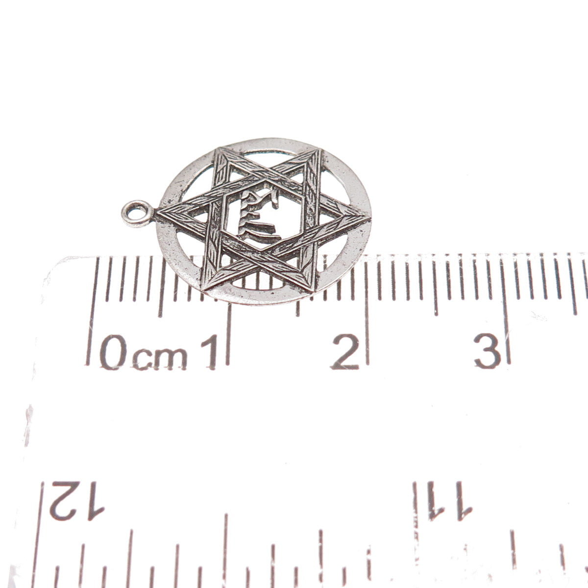 925 Sterling Silver Vintage Star of David Chai Judaica Oxidized Charm Pendant