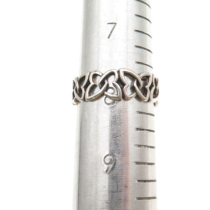 925 Sterling Silver Vintage Celtic Butterfly Knot Oxidized Band Ring Size 8