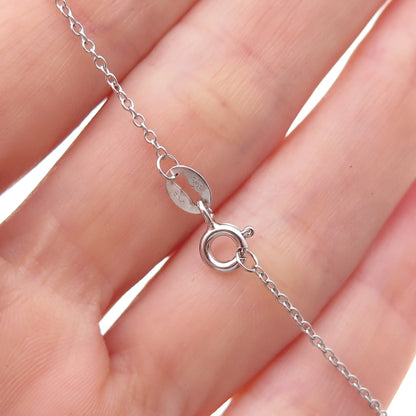 Dee Berkle 925 Sterling Silver Lab-Created Peacock Sapphire Chain Necklace 18"