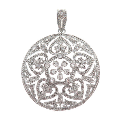 DEE BERKLEY JEWELRY 925 Sterling Silver Round-Cut Shaped C Z Sparkle Pendant