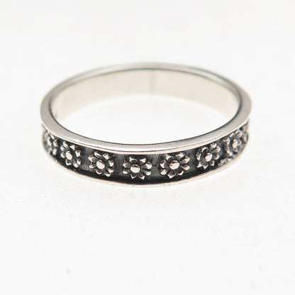 925 Sterling Silver Vintage Flower All Around Oxidized Band Ring Size 8
