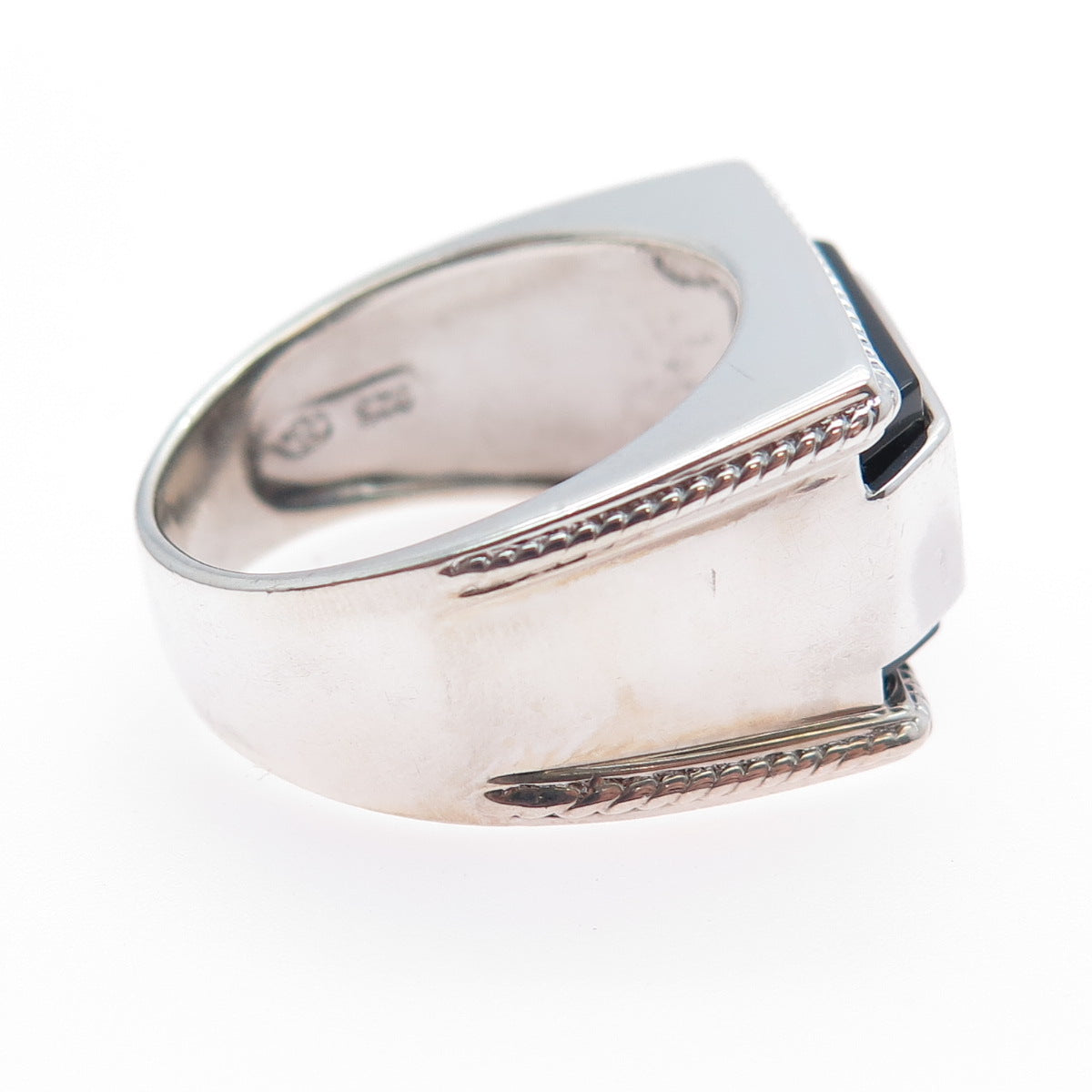 925 Sterling Silver Real Black Onyx Dad Ring Size 10.25