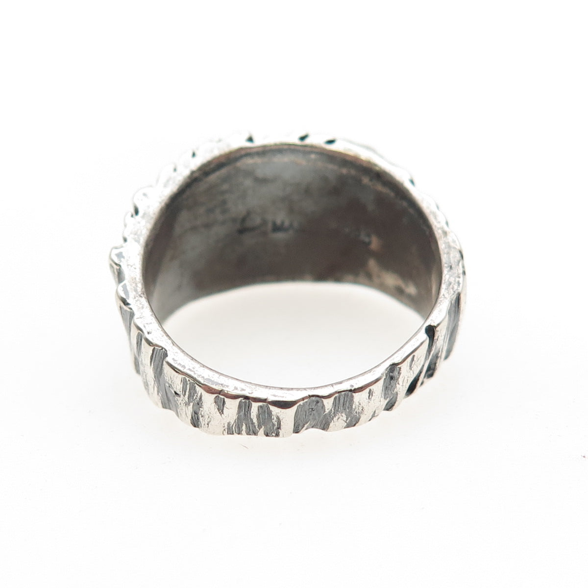 Erik Maes 925 Sterling Silver Vintage Cherrywood Wedge Oxidized Ring Size 8.5