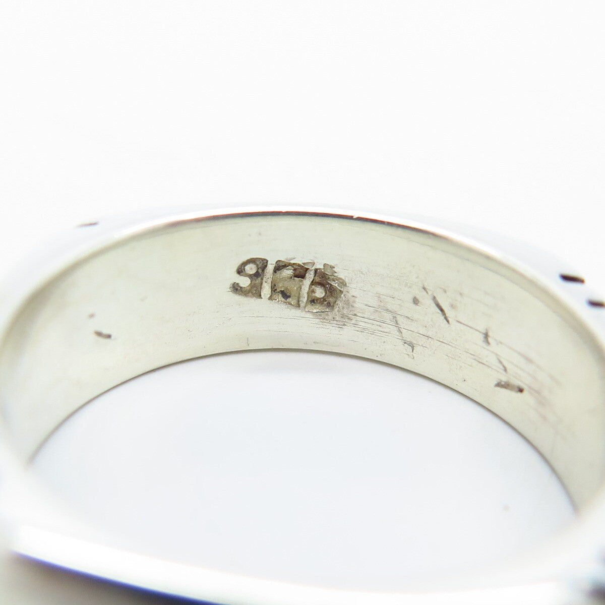 925 Sterling Silver Vintage Striped Band Ring Size 7.25