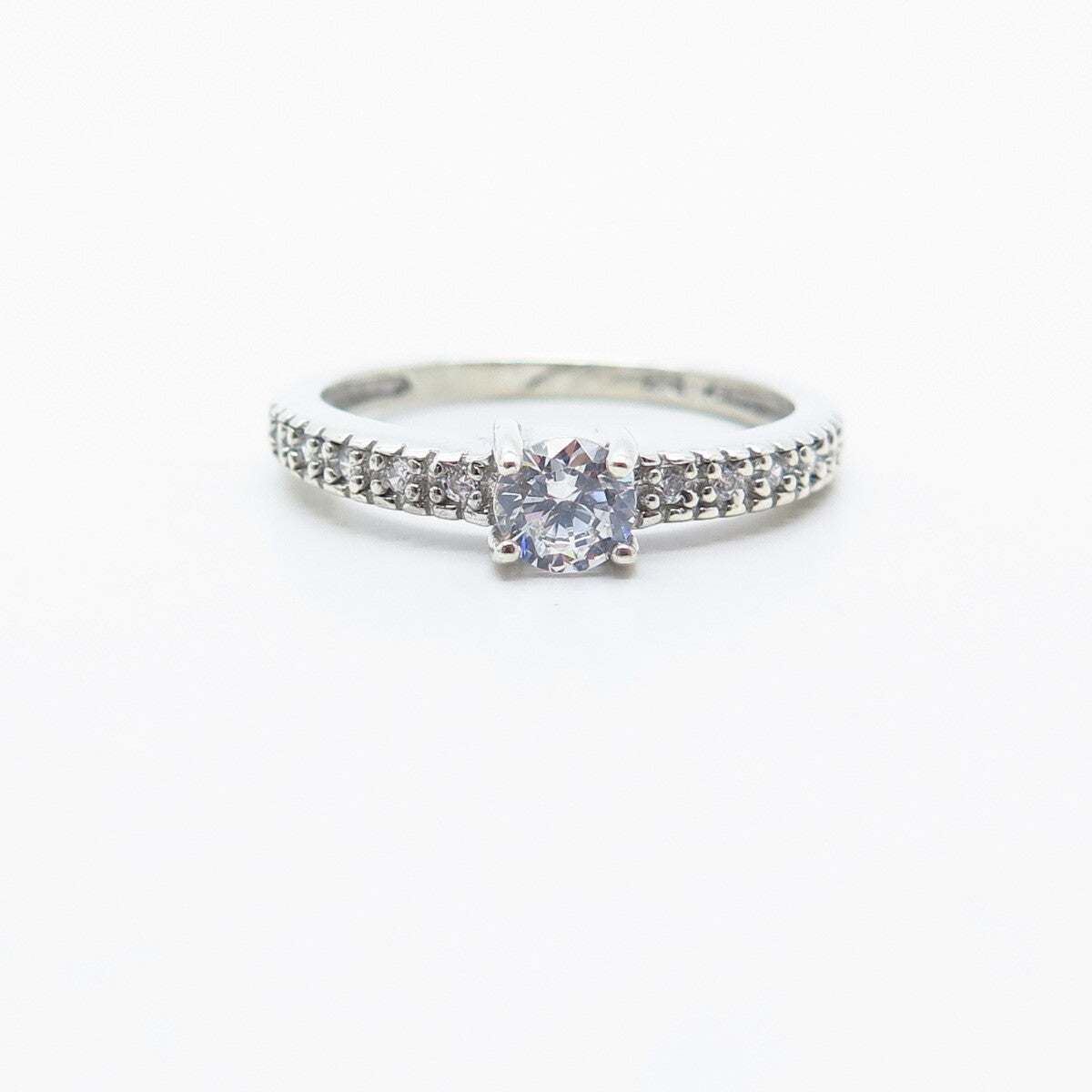 925 Sterling Silver Round-Cut C Z Engagement Ring Size 7.25