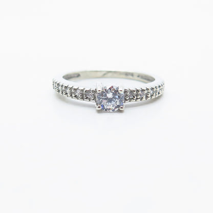 925 Sterling Silver Round-Cut C Z Engagement Ring Size 7.25