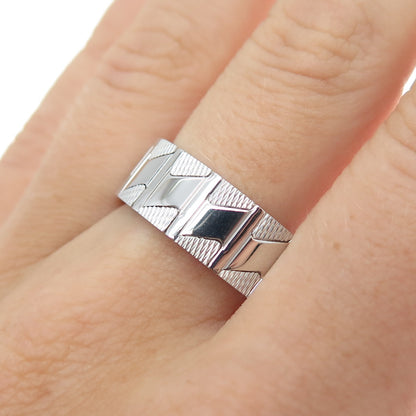 NEOS 925 Sterling Silver Textured Zig Zag Band Ring Size 8.75