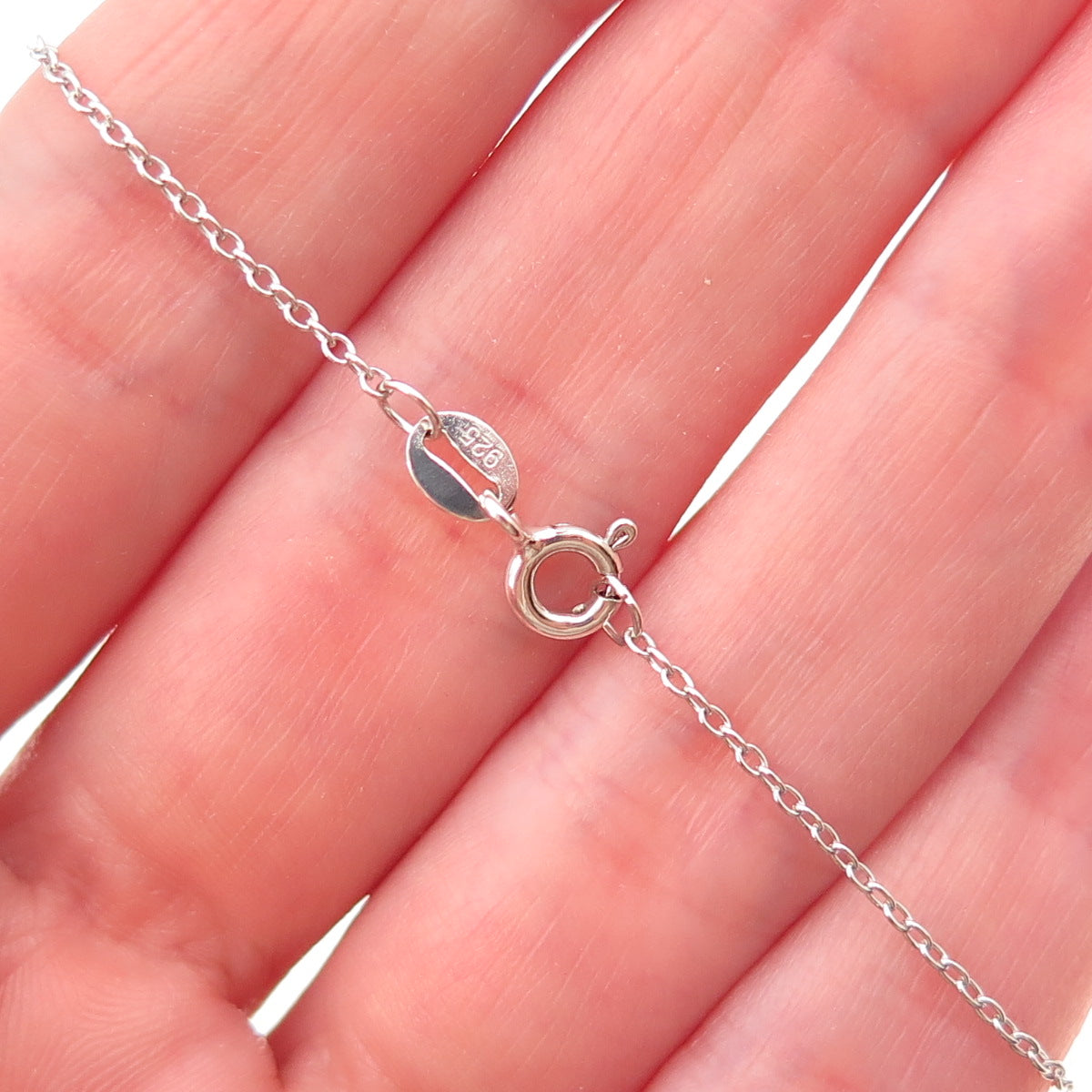 925 Sterling Silver Real Aquamarine Black Spinel Floral Cable Chain Necklace 18"