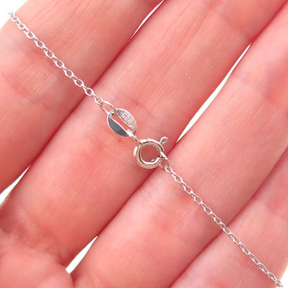 925 Sterling Silver Real Aquamarine Black Spinel Floral Cable Chain Necklace 18"