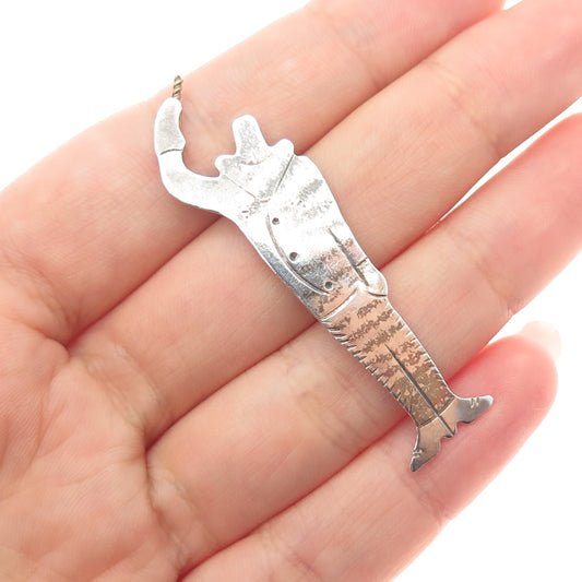 925 Sterling Silver 2-Tone Vintage Modernist Man in Hat Oxidized Lapel Pin