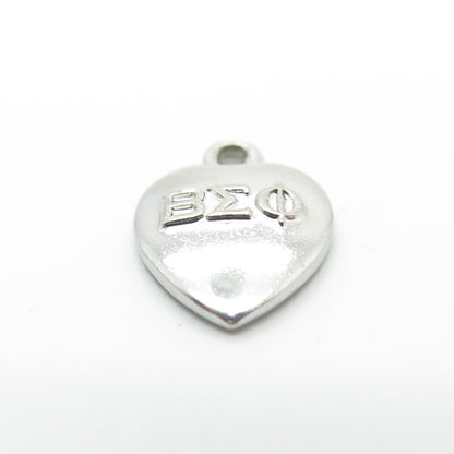 925 Sterling Silver Vintage Beta Sigma Phi 1960 College Heart Charm Pendant