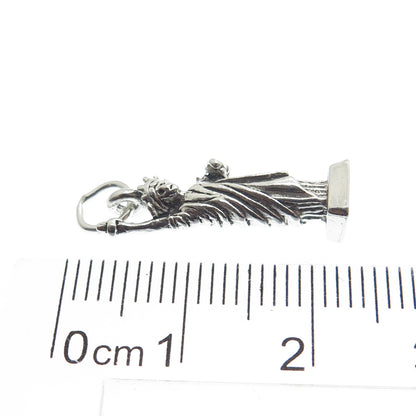 925 Sterling Silver Vintage Statue of Liberty 3D Pendant