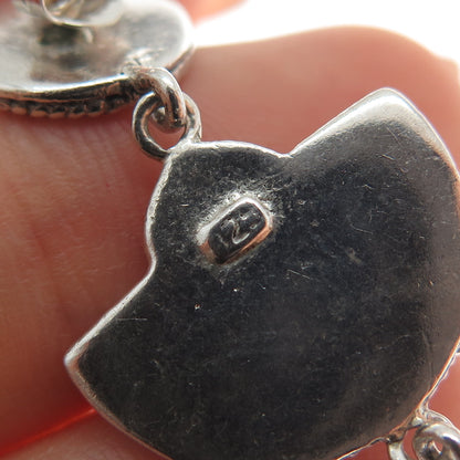 925 Sterling Silver Vintage Modernist Swirl Oxidized Dangle Earrings