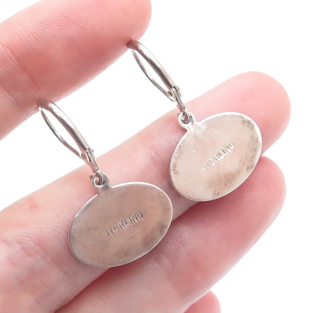 BABY PHAT 925 Sterling Silver Vintage Cat Logo Dangle Earrings