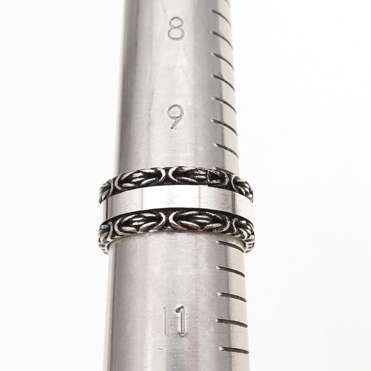 925 Sterling Silver Vintage Byzantine Oxidized Band Ring Size 10.25