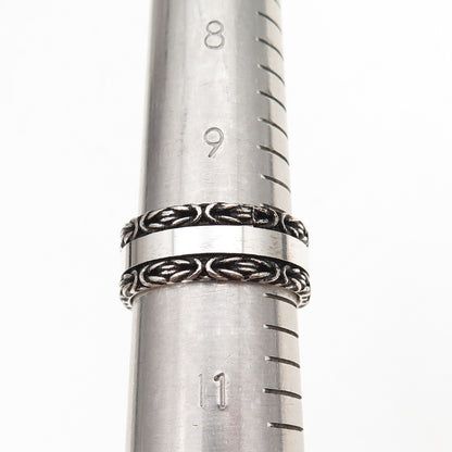925 Sterling Silver Vintage Byzantine Oxidized Band Ring Size 10.25