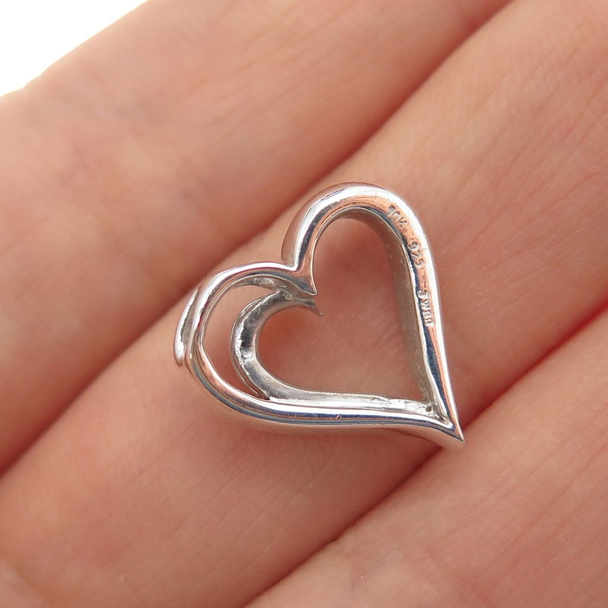 JANE SEYMOUR 925 Sterling Silver 10K Gold Real Diamond Heart Mini Slide Pendant