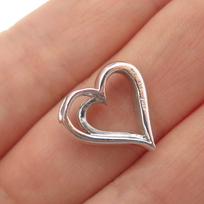 JANE SEYMOUR 925 Sterling Silver 10K Gold Real Diamond Heart Mini Slide Pendant