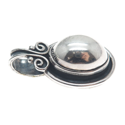925 Sterling Silver Vintage Modernist Spiral Oxidized Charm Pendant