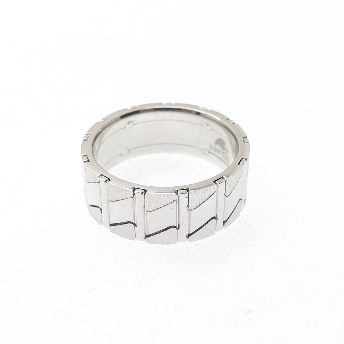 NEOS 925 Sterling Silver Textured Zig Zag Band Ring Size 8.75