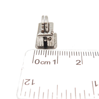 925 Sterling Silver Antique Art Deco Enamel Toaster Articulated 3D Mini Pendant