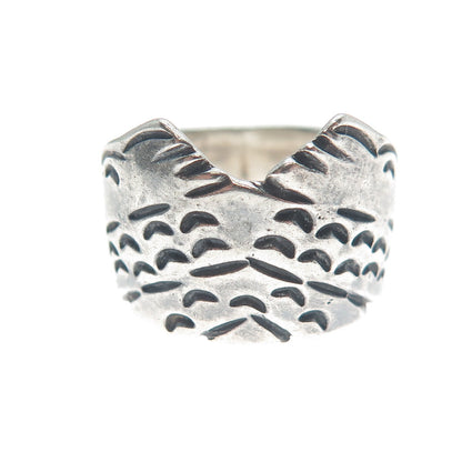 Old Pawn Sterling Silver Vintage Southwestern Mountains Oxidized Ring Size 5.5