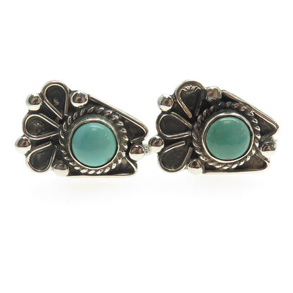 Old Pawn 925 Sterling Silver Southwestern Turquoise Tribal Screw Eye Earrings