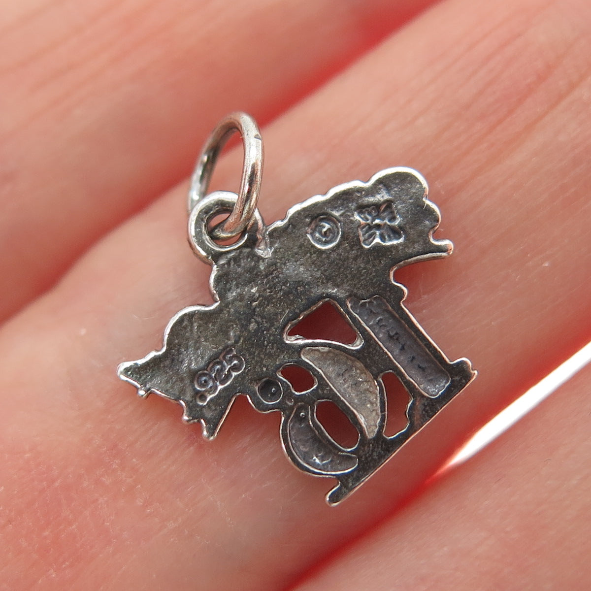 SUNWEST 925 Sterling Silver Vintage Sweet 16 Oxidized Minimalist Charm Pendant