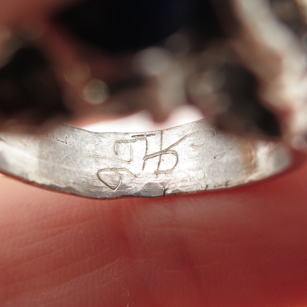 925 Sterling Silver Vintage Real Lapis Modernist Oxidized Ring Size 9