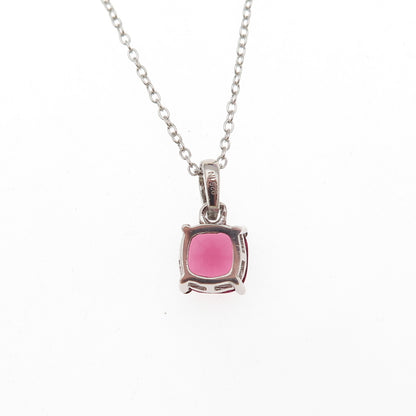 925 Sterling Silver Real Cushion-Cut Rhodolite Cable Chain Necklace 18"
