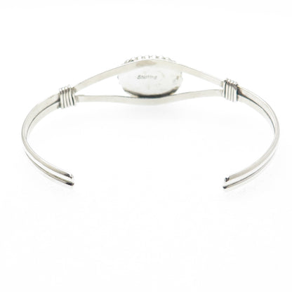 Old Pawn 925 Sterling Silver Vintage Denim Lapis Adjustable Cuff Bracelet 6.25"