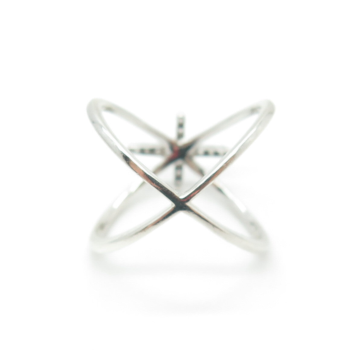 925 Sterling Silver Round-Cut C Z Crisscross Ring Size 7.25