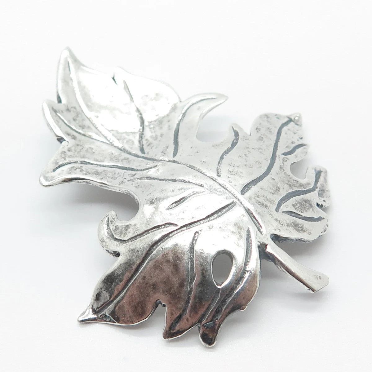 925 Sterling Silver Vintage Brookraft Grape Leaf Pin Brooch